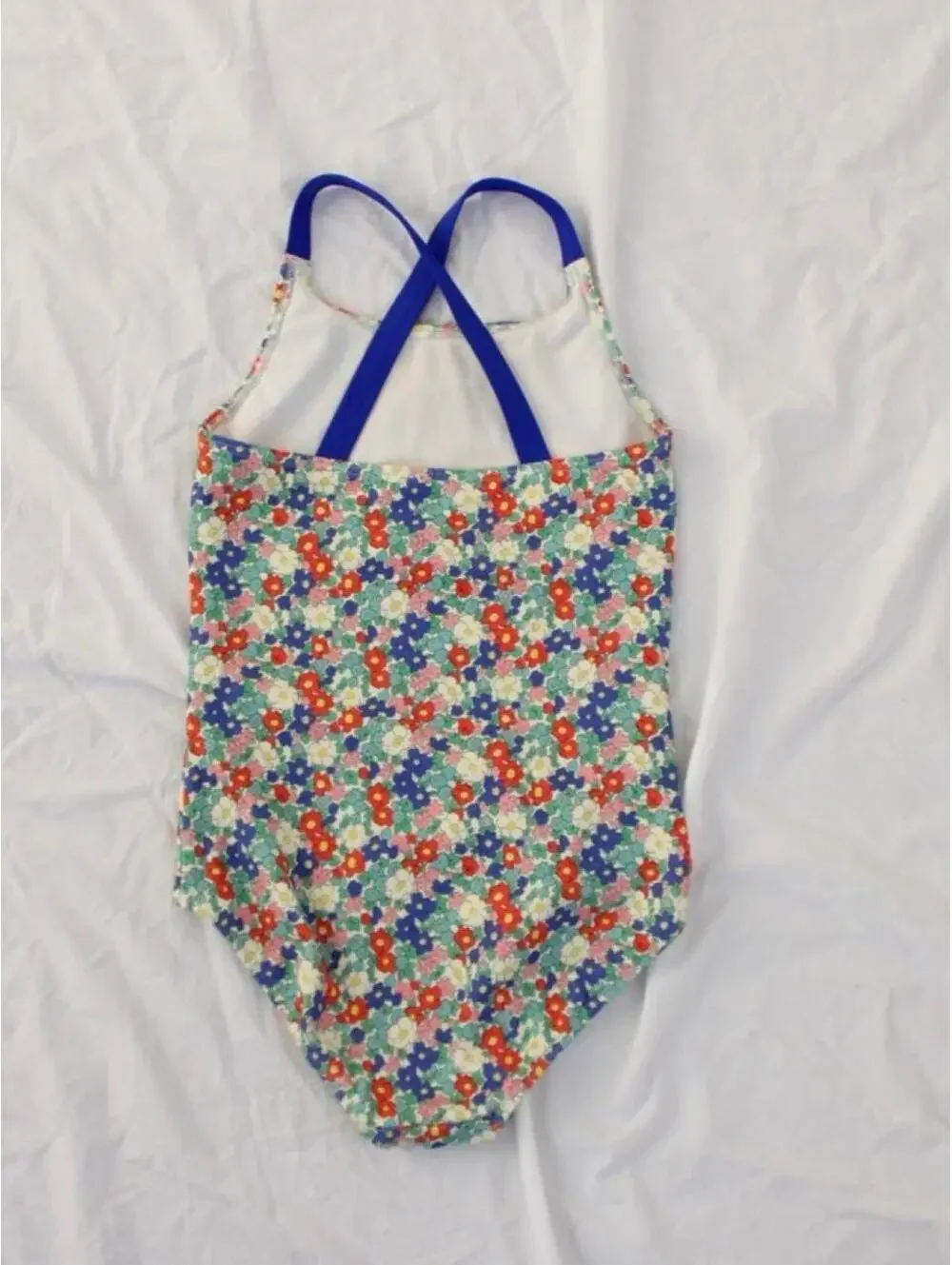 Mini Boden cross-back printed floral one piece swimsuit Size 8-9 years